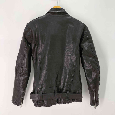 イサムカタヤマバックラッシュ ISAMU KATAYAMA BACKLASH ジャパンショルダー製品染め 牛革 ダブル ライダース メンズ JPN:M