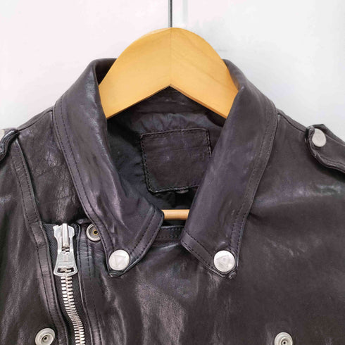 イサムカタヤマバックラッシュ ISAMU KATAYAMA BACKLASH ジャパンショルダー製品染め 牛革 ダブル ライダース メンズ JPN:M