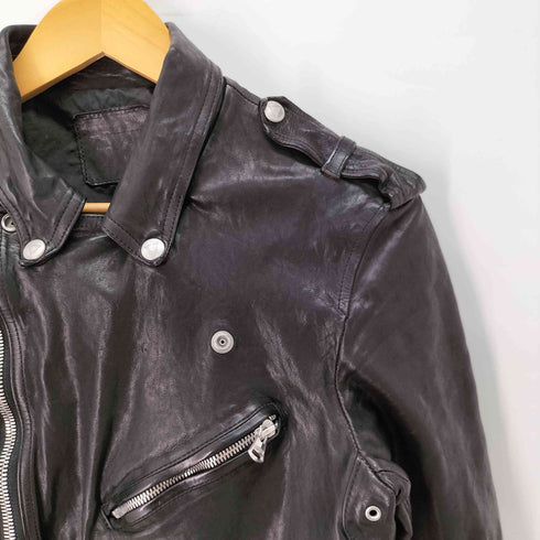 イサムカタヤマバックラッシュ ISAMU KATAYAMA BACKLASH ジャパンショルダー製品染め 牛革 ダブル ライダース メンズ JPN:M