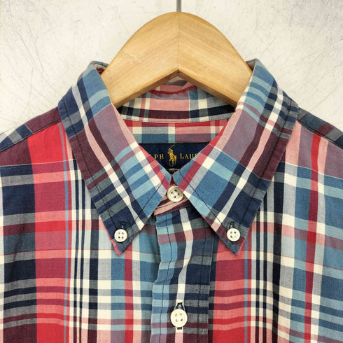 ラルフローレン RALPH LAUREN ポニー刺繍 CUSTOM FIT チェック柄 長袖 ボタンダウンシャツ メンズ import:S