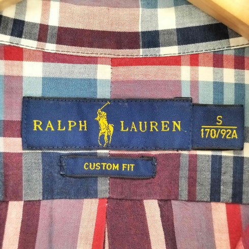 ラルフローレン RALPH LAUREN ポニー刺繍 CUSTOM FIT チェック柄 長袖 ボタンダウンシャツ メンズ import:S