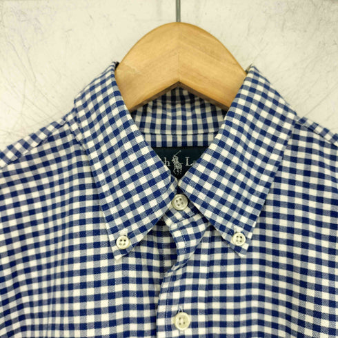 ラルフローレン RALPH LAUREN 90s ポニー刺繍 SLIM FIT ギンガムチェック柄 長袖 ボタンダウンシャツ メンズ import:S
