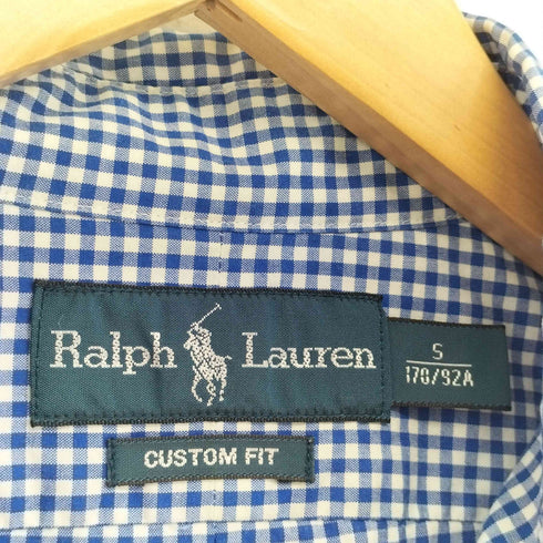 ラルフローレン RALPH LAUREN 90s ポニー刺繍 CUSTOM FIT ギンガムチェック柄 長袖 ボタンダウンシャツ メンズ import:S