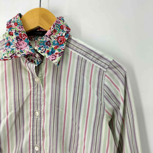 エトロ ETRO 襟 袖 花柄 切替 ストライプ ドレスシャツ レディース EUR:42