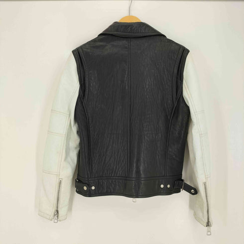 ニールバレット NEIL BARRETT ラムレザー ツートン ライダースジャケット メンズ import:XS