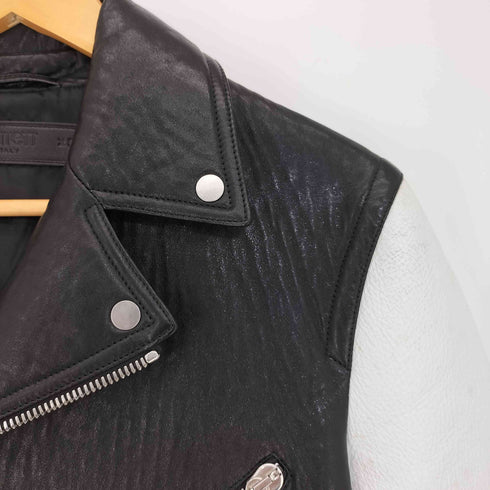 ニールバレット NEIL BARRETT ラムレザー ツートン ライダースジャケット メンズ import:XS