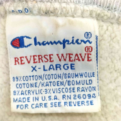 チャンピオン Champion 90s USA製 REVERSE WEAVE リバースウィーブ 刺繍タグ 三段プリント スウェットトレーナー メンズ XL
