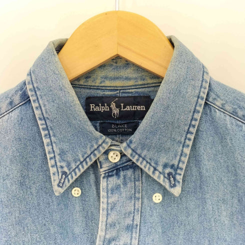 ラルフローレン RALPH LAUREN 90s BLAKE ポニー刺繍 ボタンダウン ロングスリーブデニムシャツ メンズ M