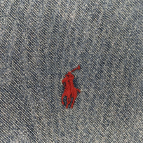 ラルフローレン RALPH LAUREN 90s BLAKE ポニー刺繍 ボタンダウン ロングスリーブデニムシャツ メンズ M