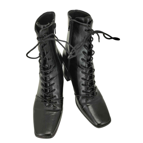エイソス asos フェイクレザー レースアップ ハイヒール スクエアブーツ メンズ US:10