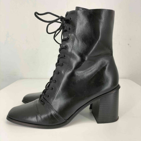 エイソス asos フェイクレザー レースアップ ハイヒール スクエアブーツ メンズ US:10