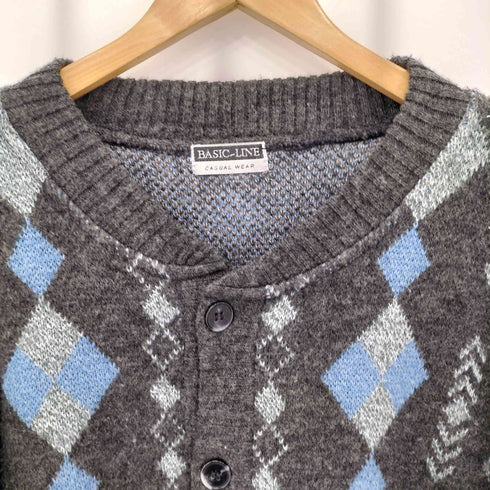 BASIC LINE CASUAL WEAR ウール混 アーガイル柄 ニットカーディガン casual メンズ
