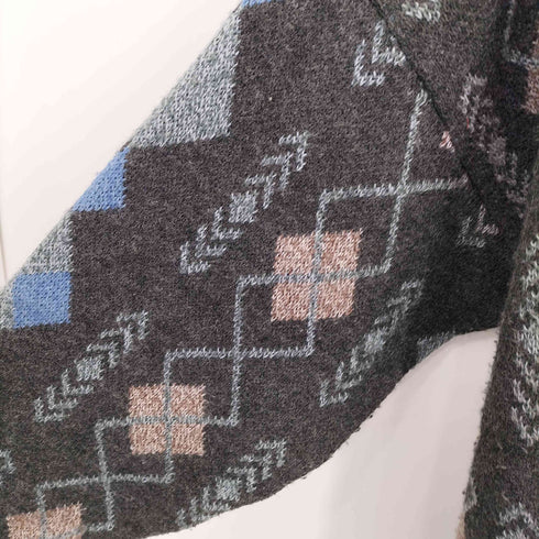 BASIC LINE CASUAL WEAR ウール混 アーガイル柄 ニットカーディガン casual メンズ