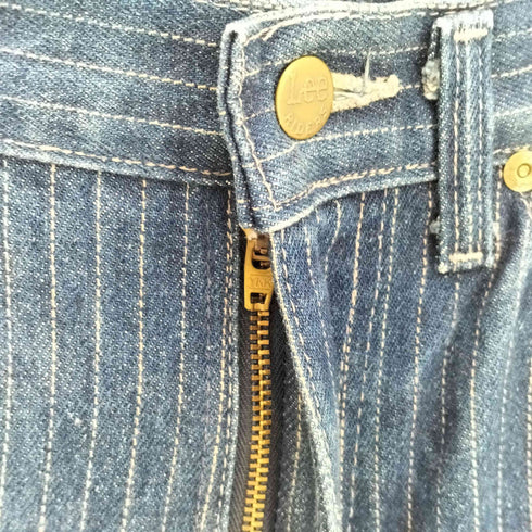 リー Lee 80-90s USA製 ジップアップ ストライプ ストレートデニムパンツ メンズ 28×36