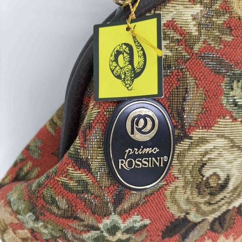 PRIMO ROSSINI ロゴプレート フラワー ジャカード ハンドバッグ レディース