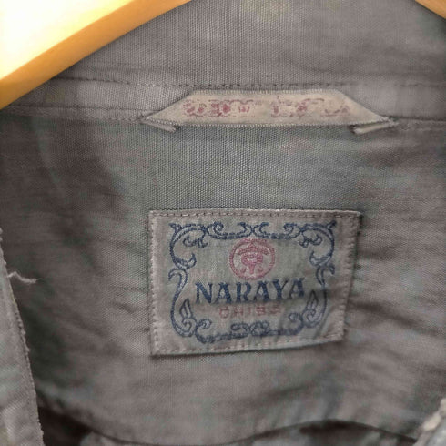 JAPAN VINTAGE NARAYA CHIBA マチつき 染め バンドカラー L/S シャツ メンズ