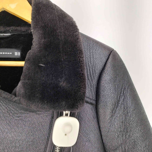 ザラ ZARA ダブルライダースフェイクムートンジャケット レディース import:XS