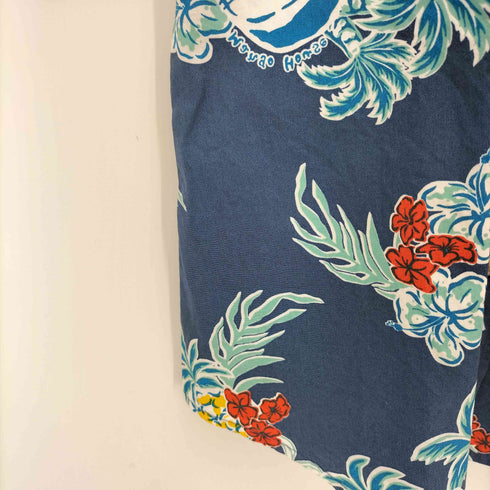 MANGO HOUSE ハイビスカス 三線 オープンカラー S/S アロハシャツ レディース JPN:L