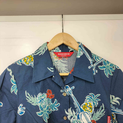 MANGO HOUSE ハイビスカス 三線 オープンカラー S/S アロハシャツ レディース JPN:L