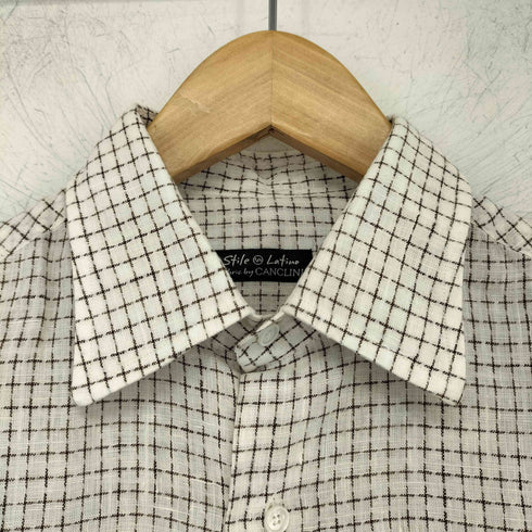 Stile Latino Canclini スティレラティーノ リネン100 チェック柄 長袖シャツ メンズ 37