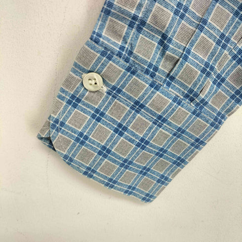 Emme te Enne イタリア製 チェック柄 コットン ワイドスプレッドカラー 長袖シャツ メンズ import:XS