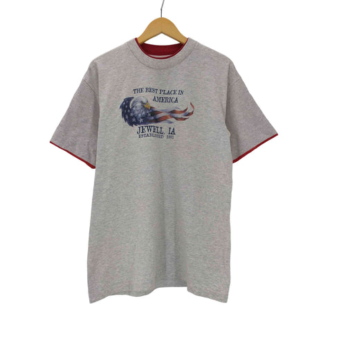 ベイサイド BAYSIDE 90S USA製 HEAVY WEIGHT JEWEL IA ホーク 鷹 プリント ネックレイヤー Tシャツ メンズ import:L