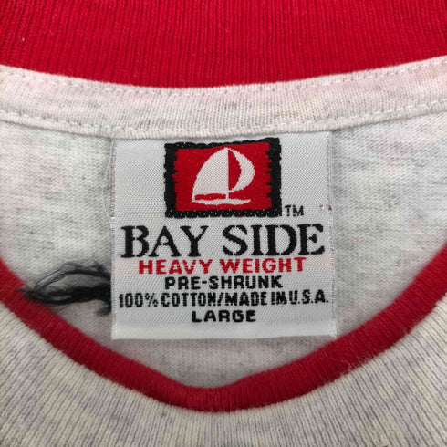 ベイサイド BAYSIDE 90S USA製 HEAVY WEIGHT JEWEL IA ホーク 鷹 プリント ネックレイヤー Tシャツ メンズ import:L