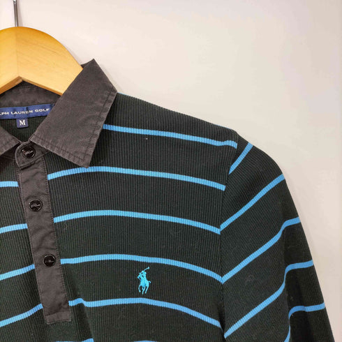 ラルフローレンゴルフ RALPH LAUREN GOLF 90s ポニー刺繍 ボーダー リブ L/S ポロシャツ レディース import:M