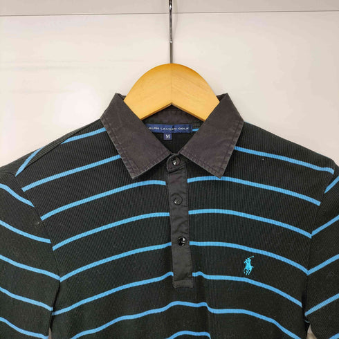 ラルフローレンゴルフ RALPH LAUREN GOLF 90s ポニー刺繍 ボーダー リブ L/S ポロシャツ レディース import:M