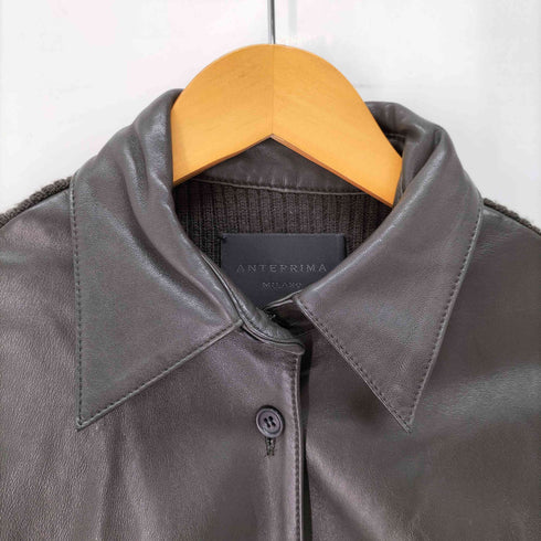 アンテプリマ ANTEPRIMA 90S 98AW 羊革 シープレザー ニット切替 レザー ジャケット レディース EUR:42