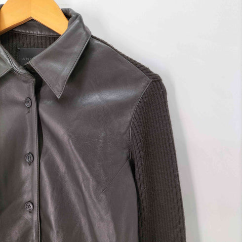 アンテプリマ ANTEPRIMA 90S 98AW 羊革 シープレザー ニット切替 レザー ジャケット レディース EUR:42