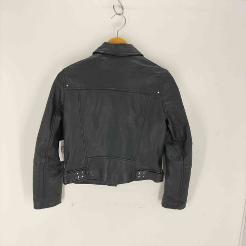 ザラ ZARA LAMB LEATHER ラムレザーダブルライダースジャケット レディース import:M