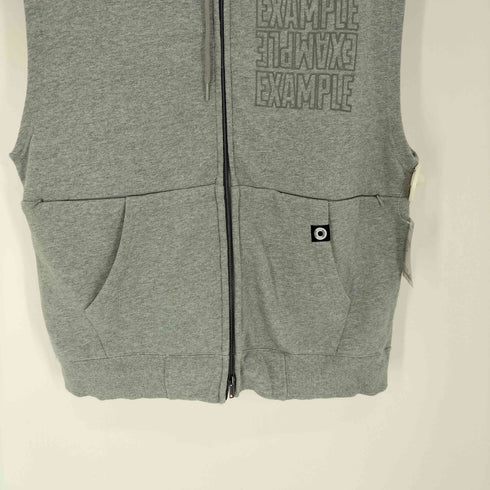 イグザンプル EXAMPLE USA FABRIC ロゴプリント マルチポケット ノースリーブ ダブルジップアップパーカー フーディー メンズ import:XL