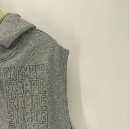 イグザンプル EXAMPLE USA FABRIC ロゴプリント マルチポケット ノースリーブ ダブルジップアップパーカー フーディー メンズ import:XL