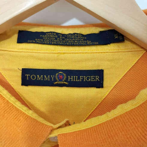 トミーヒルフィガー TOMMY HILFIGER 90s エンブレム刺繍 鹿の子 ピケ S/S ポロシャツ メンズ import:XL