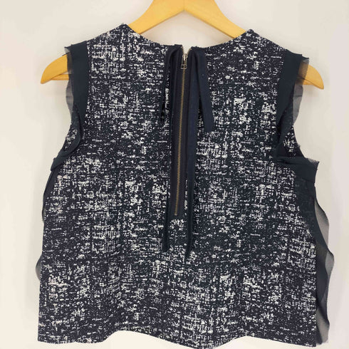 ランバンオンブルー LANVIN en Bleu サイドシアー バックジップ ツイード ノースリーブカットソー レディース EUR:38