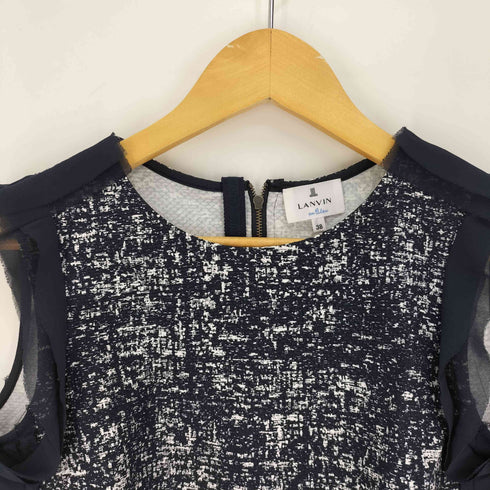 ランバンオンブルー LANVIN en Bleu サイドシアー バックジップ ツイード ノースリーブカットソー レディース EUR:38