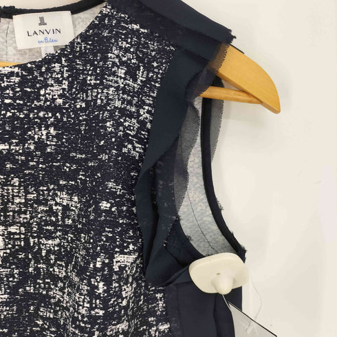 ランバンオンブルー LANVIN en Bleu サイドシアー バックジップ ツイード ノースリーブカットソー レディース EUR:38