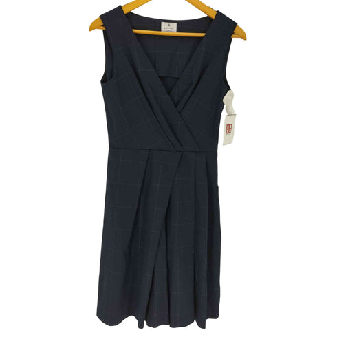 ランバンオンブルー LANVIN en Bleu Vネック タック チェック柄 ノースリーブワンピース レディース EUR:38