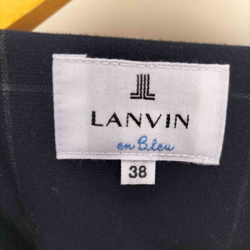 ランバンオンブルー LANVIN en Bleu Vネック タック チェック柄 ノースリーブワンピース レディース EUR:38