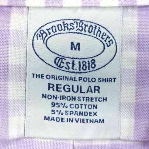 ブルックスブラザーズ BROOKS BROTHERS REGULAR NON-IRON STRETCH ロゴ刺繍 ギンガムチェック 半袖 ボタンダウンシャツ メンズ import:M