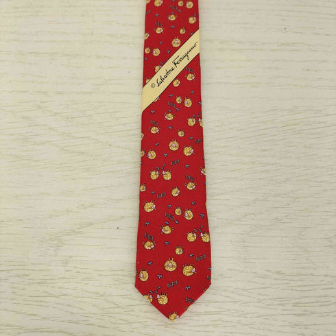 サルヴァトーレフェラガモ Salvatore Ferragamo 羊 アニマルプリント シルク ネクタイ メンズ