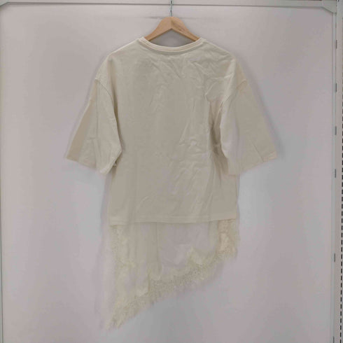ザラ ZARA COMBINATION LACE T-SHIRT レースコンビ Tシャツ レディース import:M