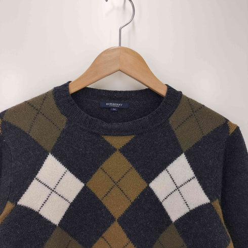 バーバリーロンドン BURBERRY LONDON ホース刺繍 アーガイル柄 ウールクルーネックニット レディース import:M