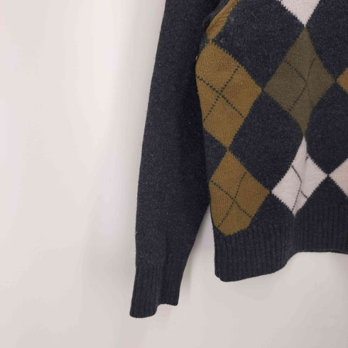 バーバリーロンドン BURBERRY LONDON ホース刺繍 アーガイル柄 ウールクルーネックニット レディース import:M