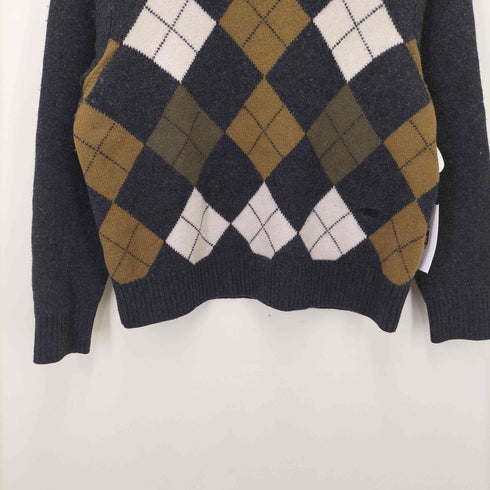 バーバリーロンドン BURBERRY LONDON ホース刺繍 アーガイル柄 ウールクルーネックニット レディース import:M