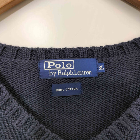ポロバイラルフローレン Polo by RALPH LAUREN 90s スモールポニー刺繍 コットンニットベスト メンズ 3L