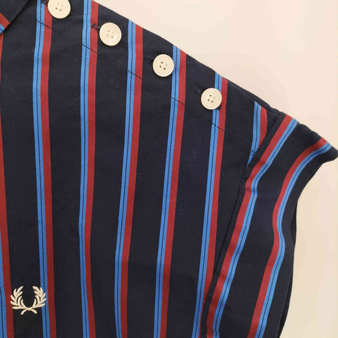 フレッドペリー FRED PERRY ストライプ サイドスリット ロールネック ブラウス レディース 10