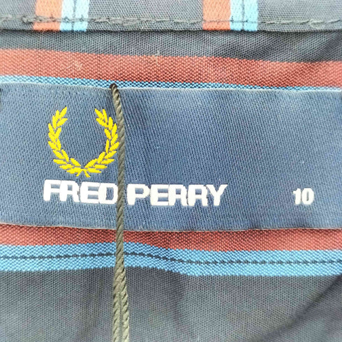 フレッドペリー FRED PERRY ストライプ サイドスリット ロールネック ブラウス レディース 10