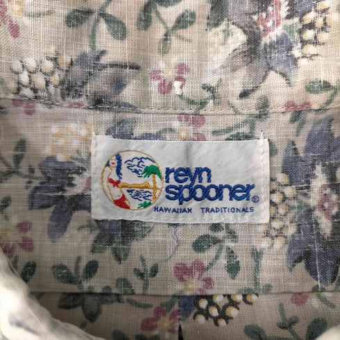 レインスプーナー Reyn Spooner 90S 水着タグ ハイビスカス柄 花柄 プルオーバー ボタンダウン S/S アロハ シャツ メンズ